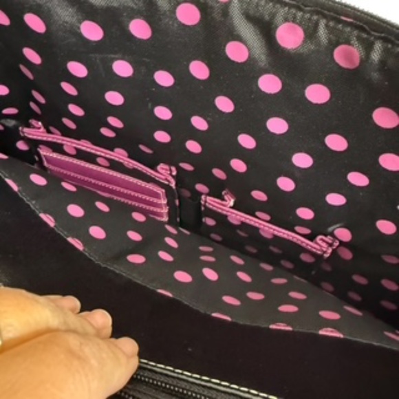 NWOT Franklin Covey Black Large Leather Tote Wristlet Key Fob Lots of Pockets - Picture 10 of 13